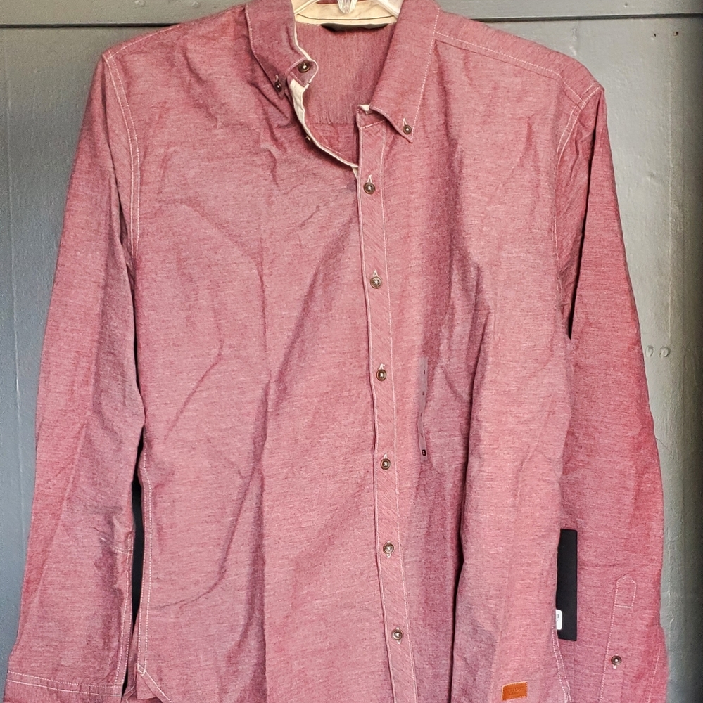 Brand New!Mens burgandy red button up shirt